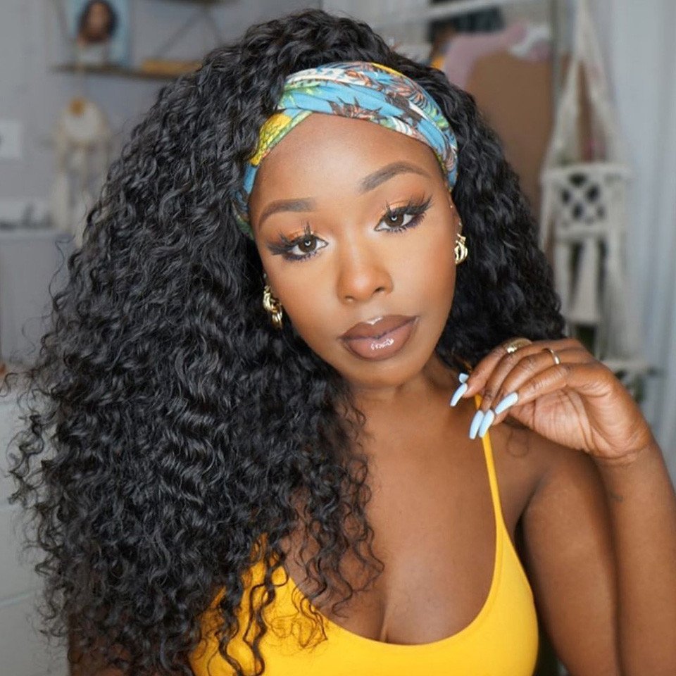 House of Extensions Deep Wave Headband Wig